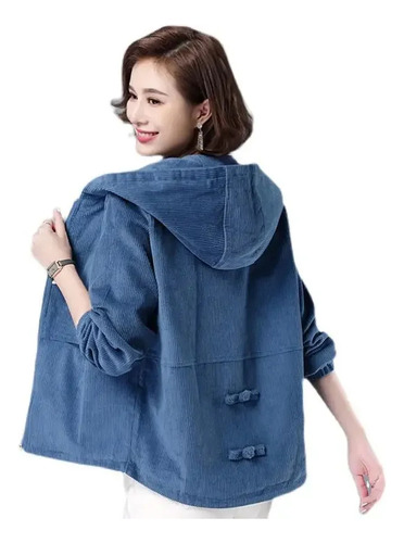 Chaqueta De Pana Con Capucha Para Mujer, Holgada, Otoño-invierno