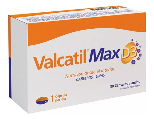 Valcatil Max D3 Nutrición Fortalece Cabello Y Uñas 30 Caps