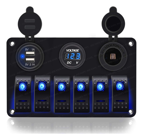 Panel De Interruptor De 6 Bits Medidor De Voltaje Usb Dual