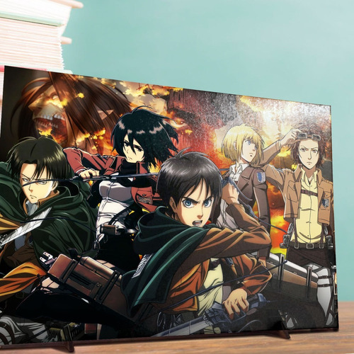 Placa Shingeki No Kyojin Asas Da Liberdade Eren Mikasa Armin Cor Marrom