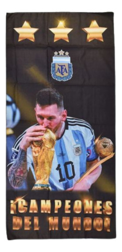 Toallon Playero Estampado Boca River Argentina Messi 70x150