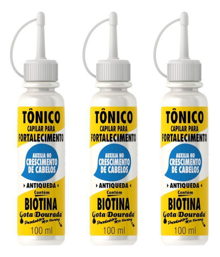 Kit 03 Tônico Biotina Gota Dourada 100ml