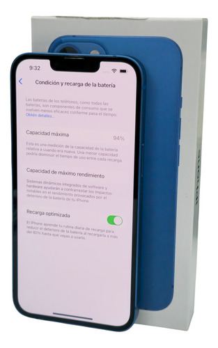 Iphone 13 128gb Azul 94 Pila Con Caja Azul (Usado)