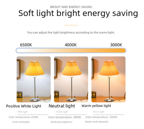 Lámpara De Mesa Plisada Led Nórdica, Estilo Amarillo, Luz Bl