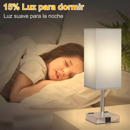 Lámpara De Mesa De Noche Táctil Con Usb A+c Y Toma Ac