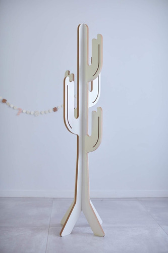Imagen 3 de 3 de Perchero De Pie Cactus En Melamina Mdf Color Blanco