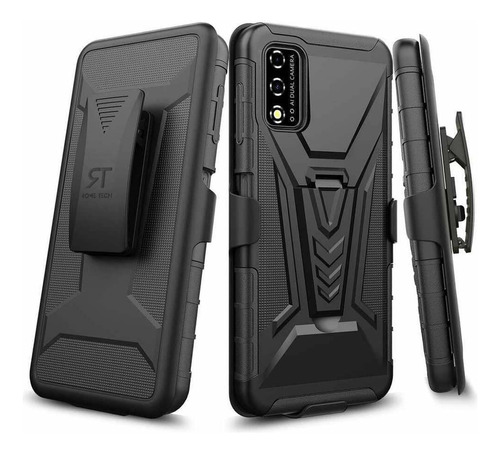 Tech Funda Clip Cinturon Para T-mobile Revvl V 4g Doble Capa