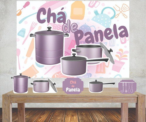 Kit Festa Poli Banner Com Displays Chá De Panela