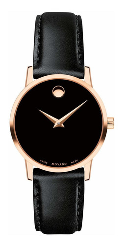 Reloj Mujer Movado 607320 Cuarzo 28mm Pulso Negro En Cuero