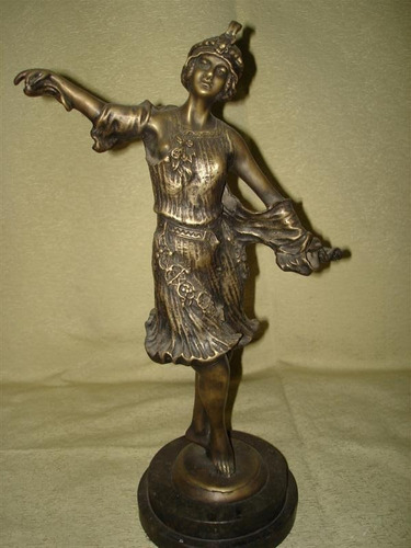 Estatua Bailarina Mujer Maciza De Bronce Y Base De Mármol!!!