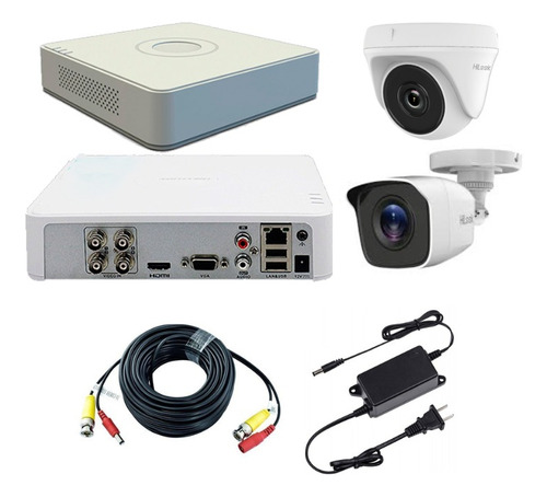 Kit De 2 Cámaras Hilook 1080 1 Ext Y 1 Int Dvr Hikvision 4ch