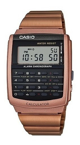 Reloj Casio Vintage Calculadora Ca-506c-5a Agente Caba Color de la malla Cobre Color del bisel Negro Color del fondo Negro