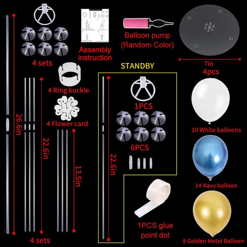 A Toniful 4 Set Mesa Centro De Mesa Globos...