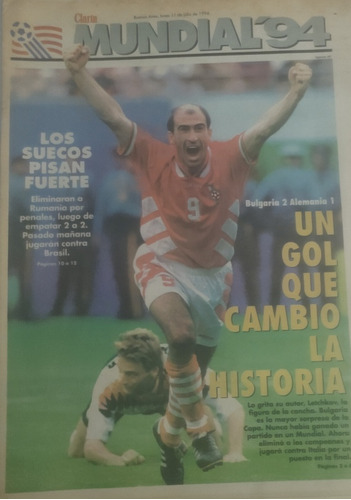 Suple Clarín Mundial 94 Alemania 1 Bulgaria 2,suecia A Semi