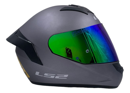 Casco Integral Ls2 Ff352 Gris Mate Spoiler Y Visera Green