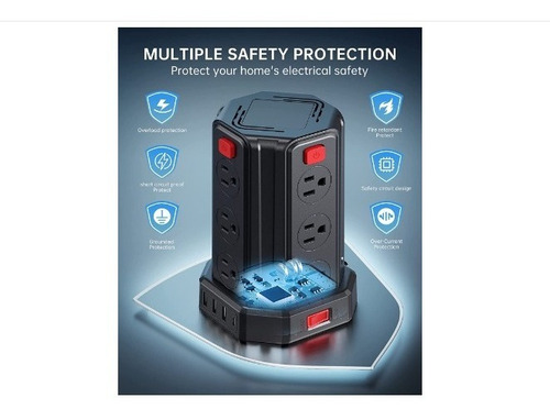 Regleta Alimentación Protectora 3m 4 Puertos Usb 12 Salidas