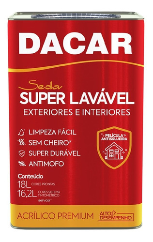 Pintura Latex Superlavable Anti-suciedad  Dacar 18 L Int-ext