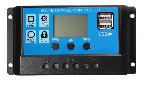 Controlador Solar Carga Pwm Lcd 30a Usb Regulador Automático