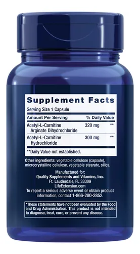 Supplement Life Extension Acetil-l-carnitina Arginato 90 Cáp