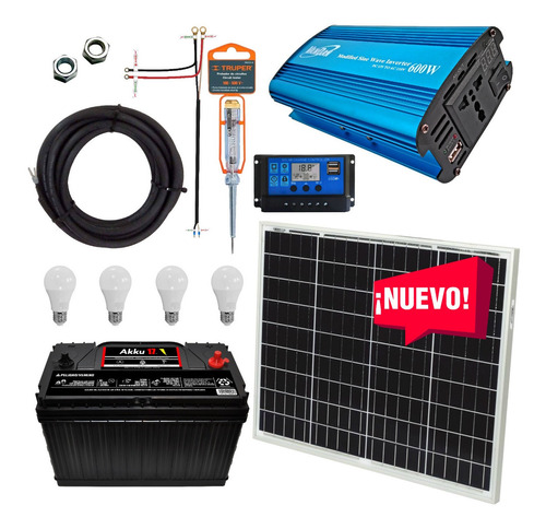 Kit Solar 400 Watts, Batería Akku, Completo Listo Para Usar