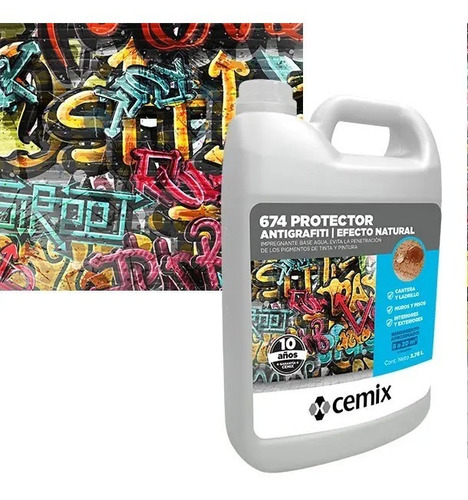 Imagen 1 de 5 de Protector Antigrafiti 674 Efecto Natural Galon Cemix