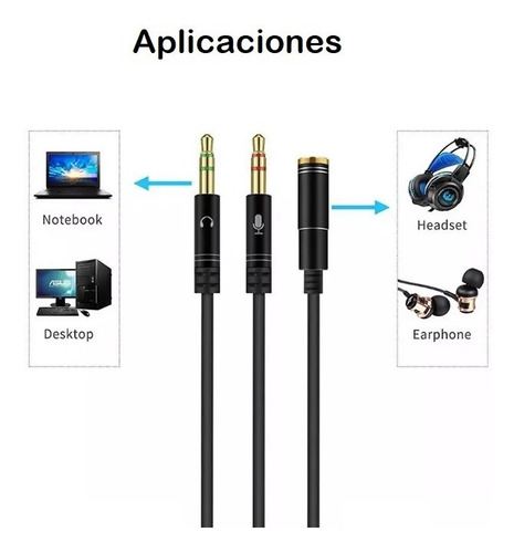 Imagen 6 de 9 de Adaptador De Micrófono Y Audífonos Para Pc - De Trrs A Trs