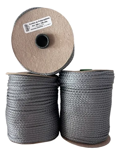 3 Rollos Cordón Pp 4 Mm Color Gris Oscuro