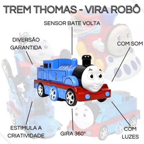 Kit 3 Brinquedo Trem Thomas Trenzinho Infantil Luz Som Bate