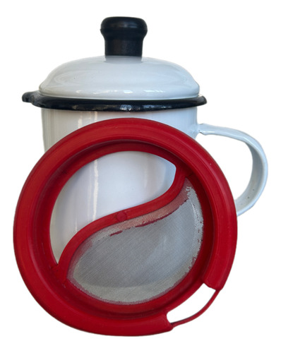 Cafetera Olla De Peltre Con Filtro Metálico Lavable X 800ml Blanco