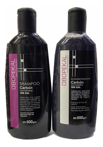 Shampoo + Acondicionador Carbón Con Keratina 500ml Obopekal