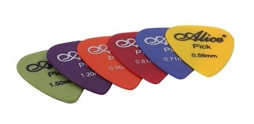 Imagen 1 de 5 de 50 Plumillas Guitarra - Picks Alice Matte 0.58 A 1.50 Mm
