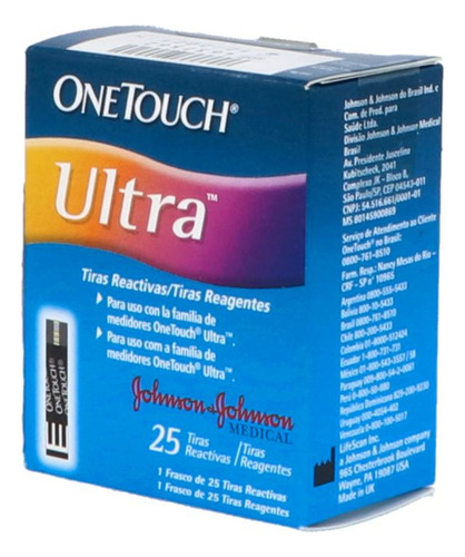 Tiras Reactivas One Touch Ultra 25 Tiras En Caja Según Presentación