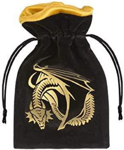 Bolsa De Dados De Terciopelo Dorado Y Negro Dragón Q-worksho