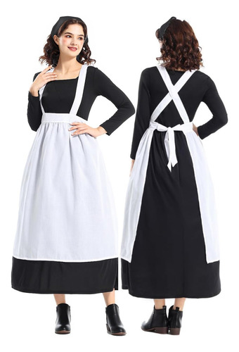 Disfraz De Sirvienta De Temporada Para Mujer, Vestido Largo