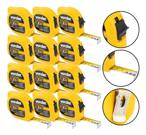 Kit Com 12 Trenas Em Aço 5m X 19mm, Prática - Vonder