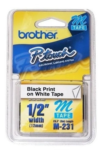 Cinta Brother M231 Negro/blanco 12mm Pt85 100/110