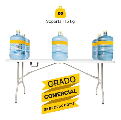 Imagen 4 de 10 de Mesa Portatil Hdpe Para Jardín Exterior Beckon 1.8m