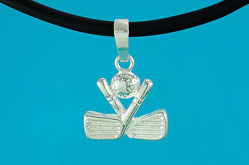 Imagen 3 de 5 de Dije Torneo Golf Logo Plata Ley .925 Incluye Collar Caucho