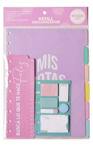 Repuesto Cuaderno Inteligente Refill Organizador Mooving Color Pastel