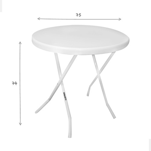 Mesa Plegable Redonda Tapa Plastica 75 Cm Bar Balcon Camping