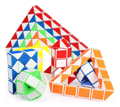 Ganowo 24 Pack Fidget Snake Cube, Mini Twist Puzzle Party Ba