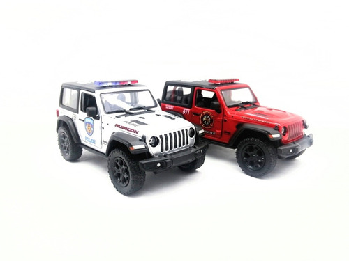 Camioneta Jeep Rubicon Policía Y Bomberos Colección X2 A Esc