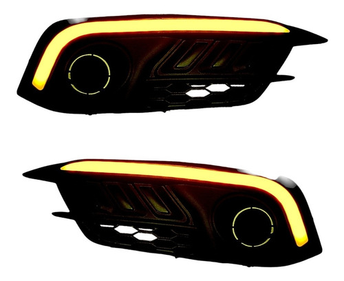 Imagen 3 de 7 de Kit Rejilla Faro Auxiliar P/ Honda Civic 2017 A 2019 Con Led