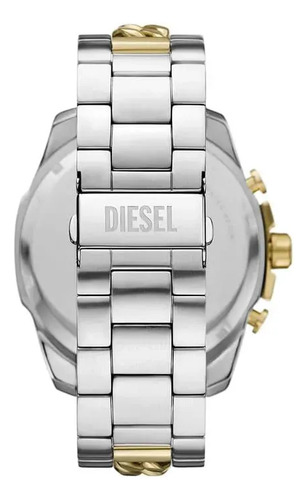 Relógio Diesel Masculino Mega Chief White Dial Dz4672b1.s2sk Correia Prateado Bisel Prateado Fundo Prateado