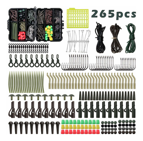 Shaddock 294pcs Lot Carpa Aparejo Pesca Kit Swivels Gancho