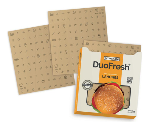 Papel Acoplado Duofresh Kraft Lanches 33x37 Com 500 Food