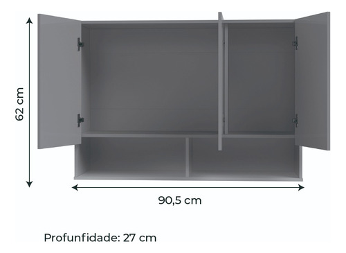 Mueble colgante para dormitorio 0.90 Milan, 3 puertas, color grafito