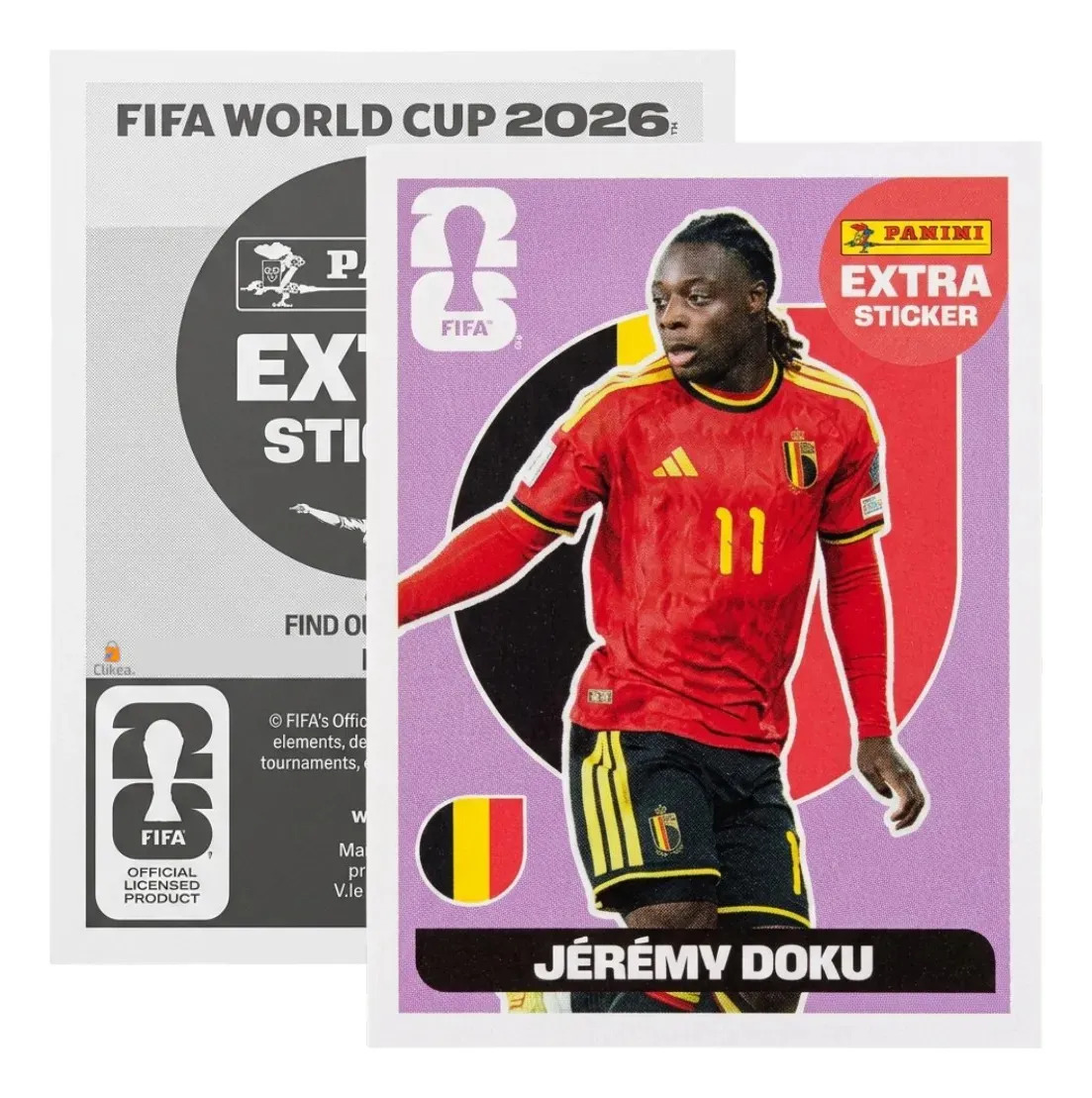 Extra Stickers Originales Panini Mundial 2026 A Jeremy Doku Morado 2026
