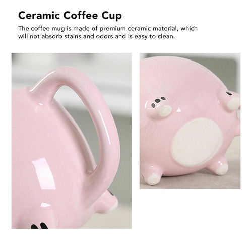 Taza De Café De Cerámica Con Forma De Cerdito, Boca Ancha, B