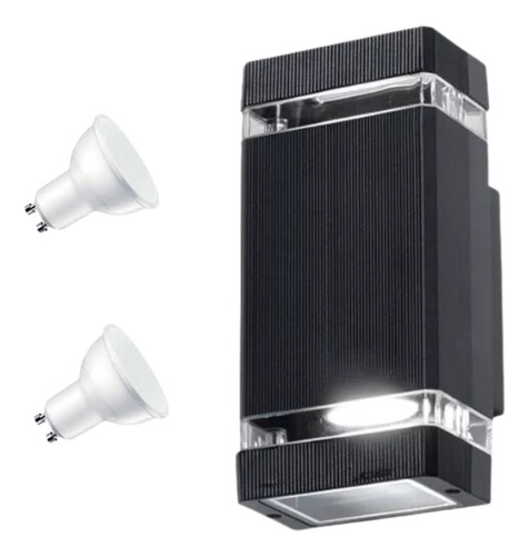 Aplique Pared Bidireccional Mao Exterior + 2 Dicroica Led 7w